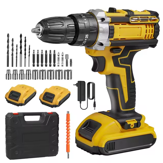 Taladro de impacto inalámbrico con luz de trabajo destornillador eléctrico 3/8 "1800 rpm Tocamiento con 2 batería